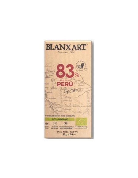 Chocolate Negro 83% Peru 75 Gr Eco de Blanxart