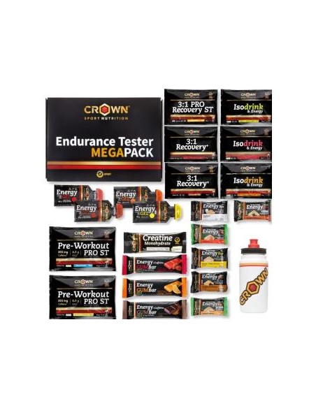 Pack Endurance Tester 3.0 Con Bidon 550Ml Variado de Crown Sport Nutrition