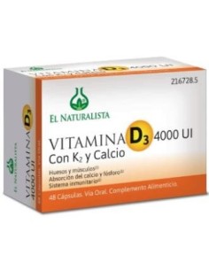 Vitamina D3 4000 Ui K2 Calcio 48 Cap de El Naturalista