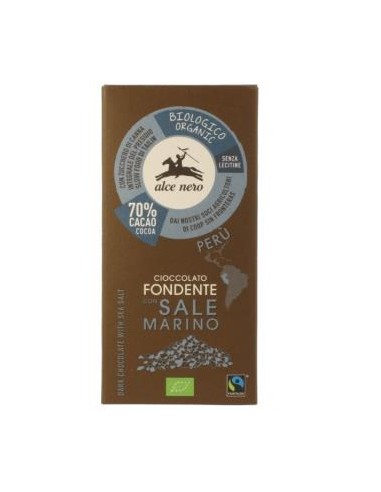 Chocolate Negro Con Sal Marina Tableta 50 Gr Bio de Alce Nero