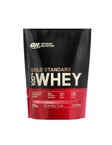 On 100% Whey Gold Standard Delicious Fresa 450Gr. de Optimum Nutrition