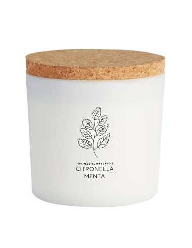 Vela Tarro Blanco Citcorm Citronela-Menta 10X10Cm. de Cerabella
