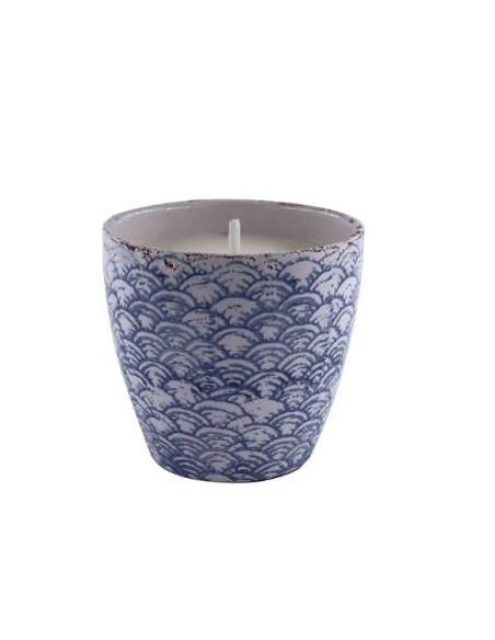 Vela Tiesto Escamas Azul Squam11 Citronela 15,5X15 de Cerabella