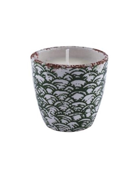 Vela Tiesto Escama Verde Squap58 Citronela 11X10Cm de Cerabella