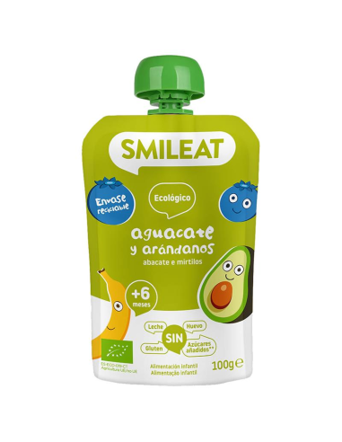Pouch De Aguacate Y Arándanos Bio, 100 G de Smileat