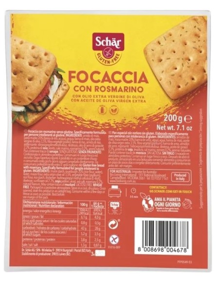 Focaccia con Romero Sin Gluten