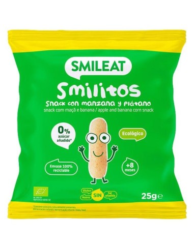 Gusanitos Con Manzana Y Plátano Bio, 25 G de Smileat