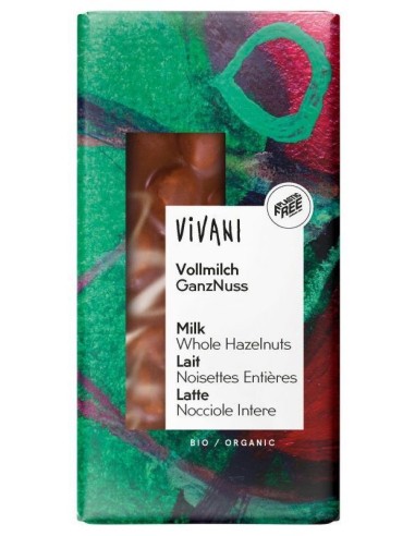 Chocolate Con Leche Y Avellanas Enteras 100 Gramos Bio Vivani