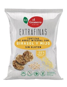 Tortitas Extrafinas de Arroz Integral con Girasol y Mijo Sin Gluten Bio