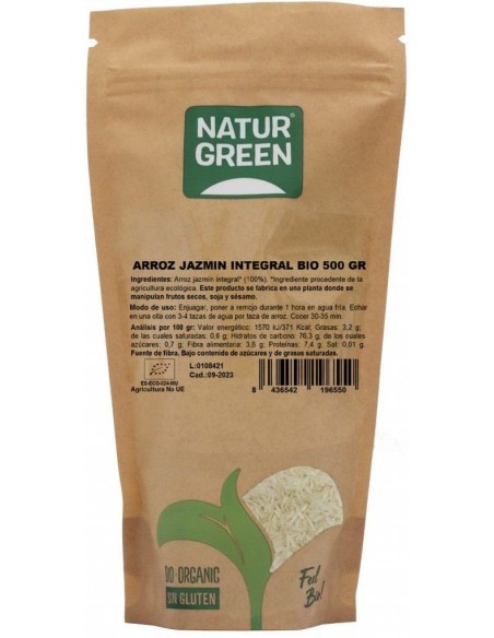Arroz Jazmin Integral Bio 500 Gramos de Naturgreen