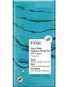 Chocolate Negro 75% Panama  Flor De Sal 80Gr Vegan Vivani 2