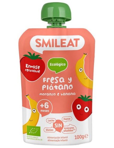 Pouch De Fresa Y Platano 100 G Eco de Smileat