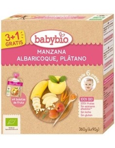 Bolsita de Fruta BIO - Manzana Albaricoque Plátano Bio  4 x 90 g de Baby Bio 2