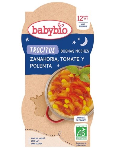 Tarritos Buenas Noches de Trocitos de Zanahoria, Tomate y Polenta