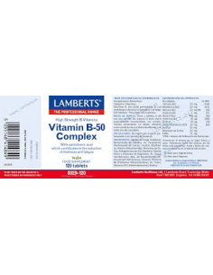 Complejo Vitaminas B-50 Lamberts 120 Tabletas Energía Vital 2