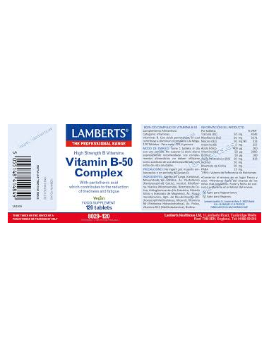 Pacote 5 Unidades Complexo Vitamina B-50 120 Tabs. por Lamberts