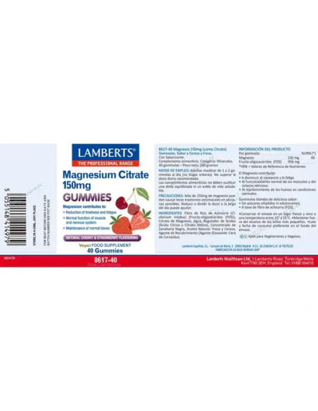Pack 5 Uds. Citrato de Magnesio (Gummies) 40 Gum de Lamberts