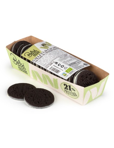Galleta de cacao con fondo chocolate blanco proteica eco