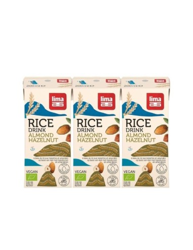 Bebida de Arroz, Avellanas y almendras 3x200 ml