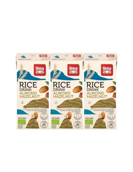 Bebida de Arroz, Avellanas y almendras 3x200 ml