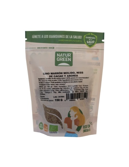Semillas de Lino, Nibs de Cacao y Aronia Bio 150 g