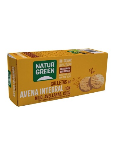 Galleta de Avena Integral con Mijo, Avellanas y Coco Bio 140 G
