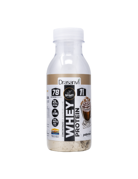 Botella Monodosis Whey Protein Concentrado Capuchino 30G Sport Live Drasanvi