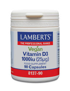 Pack 2 Uds. Vitamina D3 Vegana 1000 UI (25 µg) 90 Caps. de Lamberts