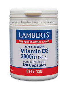 Pack 2 Uds. Vitamina D3 2000 UI (50 µg) 120 Caps. de Lamberts