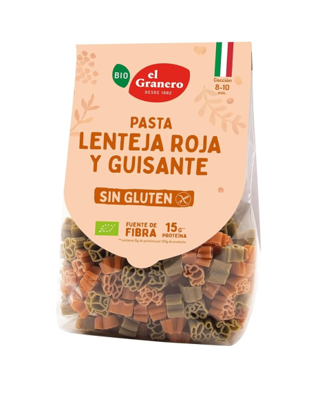 Pasta Bio Sin Gluten de Lenteja y Guisantes 250g El Granero