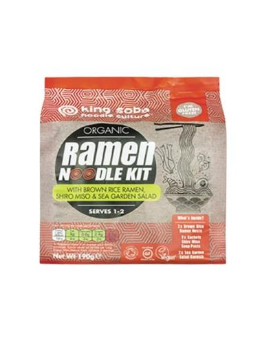 Kit De Noodles Ramen (Arroz Integral, Miso Y Algas) Sin Gluten Bio, 194 G de King Soba