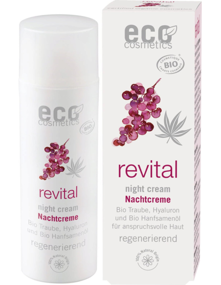 Crema Noche Revital 50ml con Uva, Cáñamo y Ácido Hialurónico