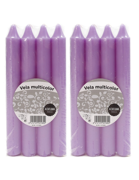 Velas Violetas de Estearina Eco Blue  Pack 12 unidades