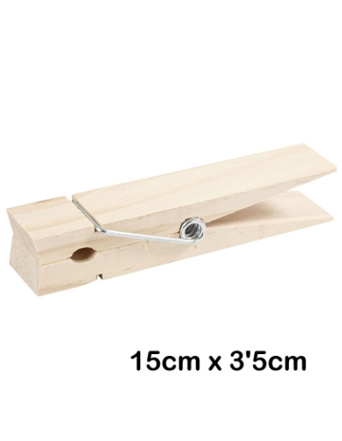 Pinza de madera grande 15x3.5 cm Ecodis resistente y natural