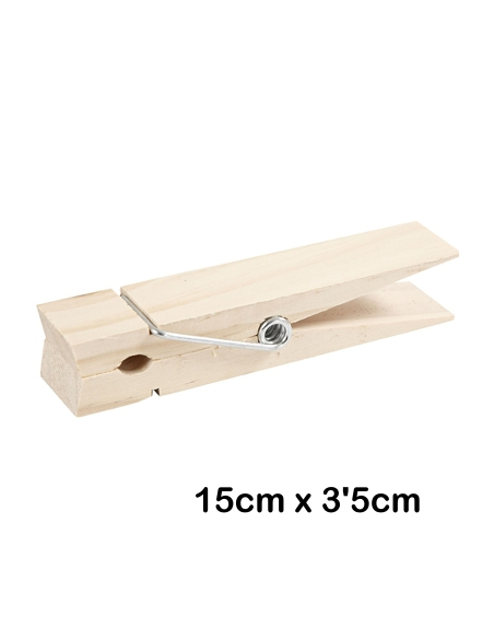 Pinza de madera grande 15x3.5 cm Ecodis resistente y natural