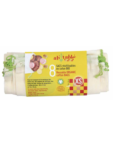 Bolsas de algodón ecológico GOTS para productos a granel XS