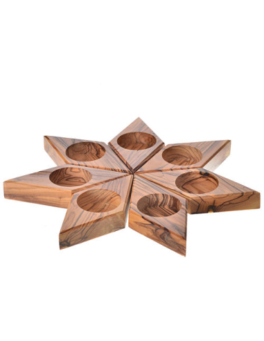 Porta velas estrella de madera de olivo, ø11cm de Ecodis