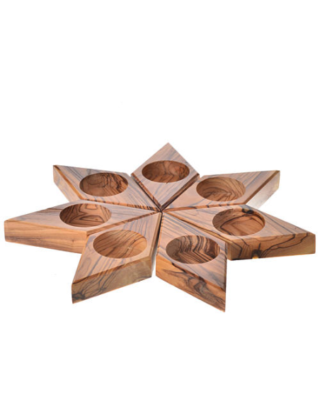 Porta velas estrella de madera de olivo, ø11cm de Ecodis