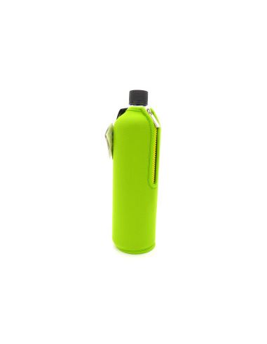 Botella de vidrio 700ml con funda neopreno verde Biodora