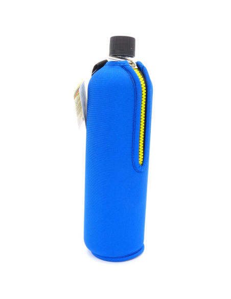 Botella de vidrio con funda de neopreno azul, 700ml de Biodora