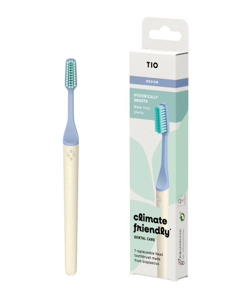 Cepillo de dientes de bioplástico con cabezal removible, Medio de Tio