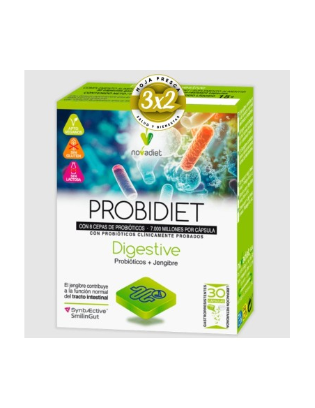 Pack 3x2 Probidiet Digestive Envase de 30 cápsulas gastrorresistentes. de Novadiet
