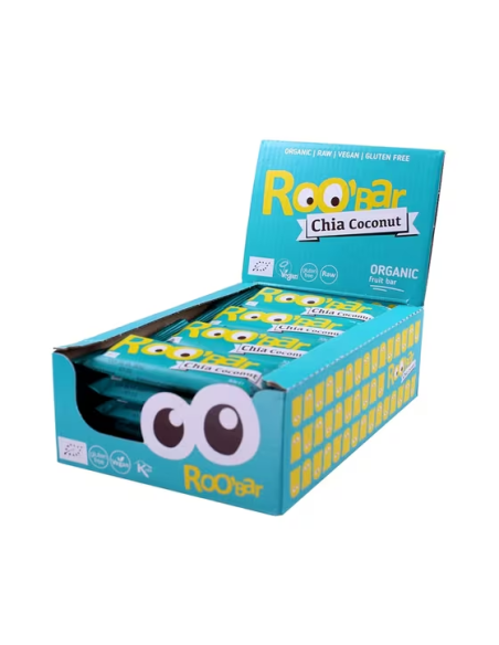 Pack 20 Barritas Bio de Chía y Coco Roo´Bar 20x30g
