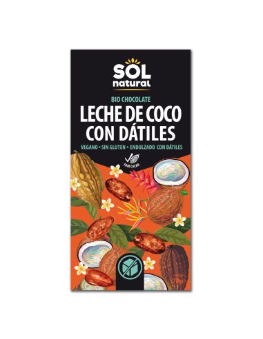 Pack 10 Tabletas Chocolate Leche Coco y Dátiles Bio 70g