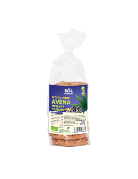 Pack 8 Uds. Galletas De Avena Moras Y Cáñamo Bio 200 g  de Solnatural