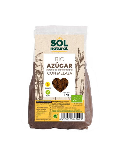 Pack 12 Uds. Azúcar Moreno De Caña Integral Con Melaza Bio 1 Kg  de Solnatural