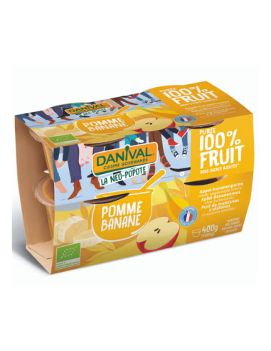 Pack 4 Purés Bio Manzana y Plátano Danival 400 g Natural