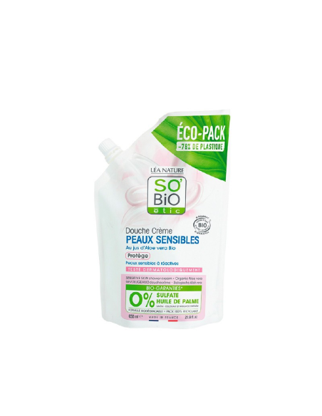 Recarga Gel Ducha Piel Sensible Protector  Aloe Vera 650 Ml de So´Bio Etic