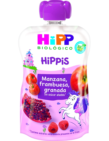 Pack 6 Uds. Pouches Unicornio (Manzana,Frambuesa,Granada) Bio 100 g  de Hipp