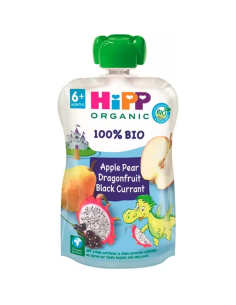 Pack 6 Pouches Bio Hipp Dragón, Manzana, Pera y Grosella 100g